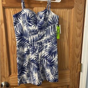 Sam Edelman Blue and White Tropical shorts romper - size 10